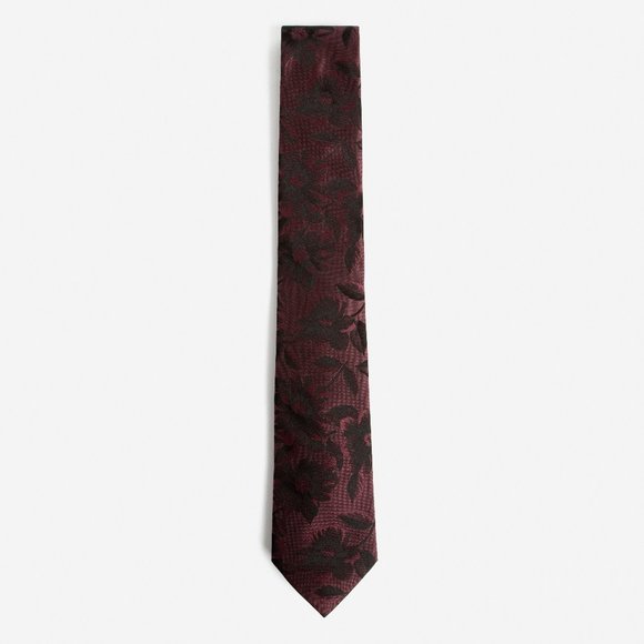 Express Other - Burgundy Narrow Floral Silk Tie
